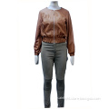 Women PU Jacket and Cotton Pants